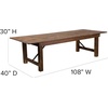 image:imageFlash Furniture Hercules Series 9 x 40 Antique Rustic Folding Farm Table Set with 12 Cross Back Chairs and Cushions