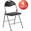 image:imageFlash Furniture Hercules Series Metal Folding Chairs with Carrying Handle Vinyl Upholstered Padded Event Chair Set of 4 BlackSet of 4
