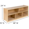 image:imageFlash Furniture Hercules Wooden 5Section School Coat Locker with Bench Cubbies and Storage Hooks Preschool Cubby Organizer 48H x 48L Natural24H x 48L  5 Cubbies