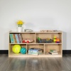 image:imageFlash Furniture Hercules Wooden 5Section School Coat Locker with Bench Cubbies and Storage Hooks Preschool Cubby Organizer 48H x 48L Natural24H x 48L  5 Cubbies