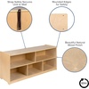 image:imageFlash Furniture Hercules Wooden 5Section School Coat Locker with Bench Cubbies and Storage Hooks Preschool Cubby Organizer 48H x 48L Natural24H x 48L  5 Cubbies