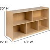 image:imageFlash Furniture Hercules Wooden 5Section School Coat Locker with Bench Cubbies and Storage Hooks Preschool Cubby Organizer 48H x 48L Natural30H x 48L  5 Cubbies