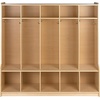 image:imageFlash Furniture Hercules Wooden 5Section School Coat Locker with Bench Cubbies and Storage Hooks Preschool Cubby Organizer 48H x 48L Natural48H x 48L  5 Cubbies Locker