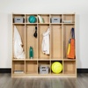 image:imageFlash Furniture Hercules Wooden 5Section School Coat Locker with Bench Cubbies and Storage Hooks Preschool Cubby Organizer 48H x 48L Natural48H x 48L  5 Cubbies Locker