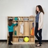 image:imageFlash Furniture Hercules Wooden 5Section School Coat Locker with Bench Cubbies and Storage Hooks Preschool Cubby Organizer 48H x 48L Natural48H x 48L  5 Cubbies Locker
