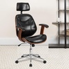 image:imageFlash Furniture High Back Black LeatherSoft Executive Ergonomic Wood Swivel Office Chair with Arms