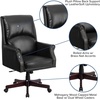 image:imageFlash Furniture High Back Pillow Back Burgundy LeatherSoft Executive Swivel Office Chair with ArmsBlack