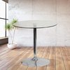image:imageFlash Furniture Hills 315 Round Glass Dining Table with 29H Chrome Base Decorative Narrow Round Tempered Glass Cocktail Table ClearSilver