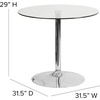 image:imageFlash Furniture Hills 315 Round Glass Dining Table with 29H Chrome Base Decorative Narrow Round Tempered Glass Cocktail Table ClearSilver