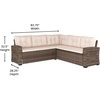 image:imageFlash Furniture Huck Wicker Rattan Conversation Set Versatile IndoorOutdoor Use LShaped Sofa and Dining Table WeatherResistant Cushions BeigeBrownBeige CushionsBrown Frame