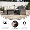 image:imageFlash Furniture Huck Wicker Rattan Conversation Set Versatile IndoorOutdoor Use LShaped Sofa and Dining Table WeatherResistant Cushions BeigeBrownBeige CushionsBrown Frame