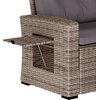 image:imageFlash Furniture Huck Wicker Rattan Conversation Set Versatile IndoorOutdoor Use LShaped Sofa and Dining Table WeatherResistant Cushions BeigeBrownGray CushionsGray Frame