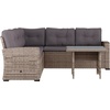 image:imageFlash Furniture Huck Wicker Rattan Conversation Set Versatile IndoorOutdoor Use LShaped Sofa and Dining Table WeatherResistant Cushions BeigeBrownGray CushionsGray Frame