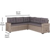 image:imageFlash Furniture Huck Wicker Rattan Conversation Set Versatile IndoorOutdoor Use LShaped Sofa and Dining Table WeatherResistant Cushions BeigeBrownGray CushionsGray Frame