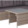image:imageFlash Furniture Huck Wicker Rattan Conversation Set Versatile IndoorOutdoor Use LShaped Sofa and Dining Table WeatherResistant Cushions BeigeBrownGray CushionsGray Frame