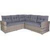image:imageFlash Furniture Huck Wicker Rattan Conversation Set Versatile IndoorOutdoor Use LShaped Sofa and Dining Table WeatherResistant Cushions BeigeBrownGray CushionsGray Frame