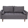 image:imageFlash Furniture Hudson MidCentury Modern Loveseat  Dark Gray Faux Linen Upholstery  Buttonless Tufting  Wood Legs