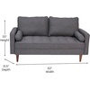 image:imageFlash Furniture Hudson MidCentury Modern Loveseat  Dark Gray Faux Linen Upholstery  Buttonless Tufting  Wood Legs
