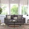 image:imageFlash Furniture Hudson MidCentury Modern Loveseat  Slate Gray Faux Linen Upholstery  Buttonless Tufting  Wood LegsDark Gray