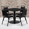image:imageFlash Furniture Jamie 36 Square Walnut Laminate Table Set with Round Base and 4 Black Trapezoidal Back Banquet ChairsBlack TopBlack Vinyl Seat