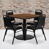 image:imageFlash Furniture Jamie 36 Square Walnut Laminate Table Set with Round Base and 4 Black Trapezoidal Back Banquet ChairsWalnut TopBlack Vinyl Seat