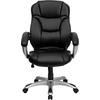 image:imageFlash Furniture Jessie High Back Black LeatherSoft Contemporary Executive Swivel Ergonomic Office Chair with Silver Nylon Base and ArmsBlack Leathersoft