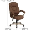 image:imageFlash Furniture Jessie High Back Black LeatherSoft Contemporary Executive Swivel Ergonomic Office Chair with Silver Nylon Base and ArmsBrown Microfiber