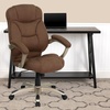 image:imageFlash Furniture Jessie High Back Black LeatherSoft Contemporary Executive Swivel Ergonomic Office Chair with Silver Nylon Base and ArmsBrown Microfiber