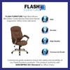 image:imageFlash Furniture Jessie High Back Black LeatherSoft Contemporary Executive Swivel Ergonomic Office Chair with Silver Nylon Base and ArmsBrown Microfiber