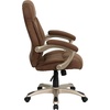 image:imageFlash Furniture Jessie High Back Black LeatherSoft Contemporary Executive Swivel Ergonomic Office Chair with Silver Nylon Base and ArmsBrown Microfiber