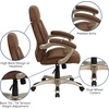 image:imageFlash Furniture Jessie High Back Black LeatherSoft Contemporary Executive Swivel Ergonomic Office Chair with Silver Nylon Base and ArmsBrown Microfiber