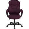 image:imageFlash Furniture Jessie High Back Black LeatherSoft Contemporary Executive Swivel Ergonomic Office Chair with Silver Nylon Base and ArmsGrape Microfiber