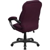 image:imageFlash Furniture Jessie High Back Black LeatherSoft Contemporary Executive Swivel Ergonomic Office Chair with Silver Nylon Base and ArmsGrape Microfiber