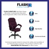 image:imageFlash Furniture Jessie High Back Black LeatherSoft Contemporary Executive Swivel Ergonomic Office Chair with Silver Nylon Base and ArmsGrape Microfiber