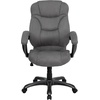 image:imageFlash Furniture Jessie High Back Black LeatherSoft Contemporary Executive Swivel Ergonomic Office Chair with Silver Nylon Base and ArmsGray Microfiber