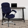image:imageFlash Furniture Jessie High Back Black LeatherSoft Contemporary Executive Swivel Ergonomic Office Chair with Silver Nylon Base and ArmsNavy Blue Microfiber