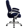 image:imageFlash Furniture Jessie High Back Black LeatherSoft Contemporary Executive Swivel Ergonomic Office Chair with Silver Nylon Base and ArmsNavy Blue Microfiber