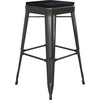 image:imageFlash Furniture Kai Commercial Grade IndoorOutdoor Bar Height Stool  Black Metal Frame  Black Poly Resin Seat  30 High  BacklessBlackBlack