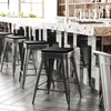 image:imageFlash Furniture Kai Commercial Grade IndoorOutdoor Bar Height Stool  Black Metal Frame  Black Poly Resin Seat  30 High  BacklessBlackBlack