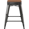 image:imageFlash Furniture Kai Commercial Grade IndoorOutdoor Bar Height Stool  Black Metal Frame  Black Poly Resin Seat  30 High  BacklessBlackTeak