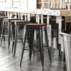 image:imageFlash Furniture Kai Commercial Grade IndoorOutdoor Bar Height Stool  Black Metal Frame  Black Poly Resin Seat  30 High  BacklessBlackTeak