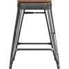 image:imageFlash Furniture Kai Commercial Grade IndoorOutdoor Bar Height Stool  Black Metal Frame  Black Poly Resin Seat  30 High  BacklessBlackTeak