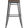 image:imageFlash Furniture Kai Commercial Grade IndoorOutdoor Bar Height Stool  Black Metal Frame  Black Poly Resin Seat  30 High  BacklessBlackTeak