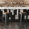 image:imageFlash Furniture Kai Commercial Grade IndoorOutdoor Bar Height Stool  Black Metal Frame  Black Poly Resin Seat  30 High  BacklessBlackTeak