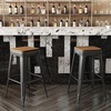 image:imageFlash Furniture Kai Commercial Grade IndoorOutdoor Bar Height Stool  Black Metal Frame  Black Poly Resin Seat  30 High  BacklessBlackTeak