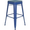 image:imageFlash Furniture Kai Commercial Grade IndoorOutdoor Bar Height Stool  Black Metal Frame  Black Poly Resin Seat  30 High  BacklessBlueTealblue