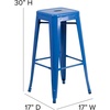 image:imageFlash Furniture Kai Commercial Grade IndoorOutdoor Bar Height Stool  Black Metal Frame  Black Poly Resin Seat  30 High  BacklessBlueTealblue