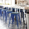 image:imageFlash Furniture Kai Commercial Grade IndoorOutdoor Bar Height Stool  Black Metal Frame  Black Poly Resin Seat  30 High  BacklessBlueTealblue
