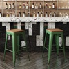 image:imageFlash Furniture Kai Commercial Grade IndoorOutdoor Bar Height Stool  Black Metal Frame  Black Poly Resin Seat  30 High  BacklessGreenTeak