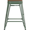 image:imageFlash Furniture Kai Commercial Grade IndoorOutdoor Bar Height Stool  Black Metal Frame  Black Poly Resin Seat  30 High  BacklessGreenTeak